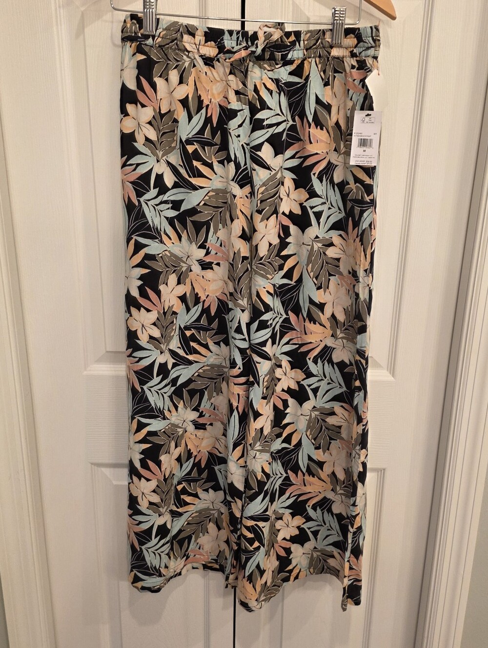 Volcolm Hi Tide Wide Leg Beach Pants Viscose Tropical M NWT